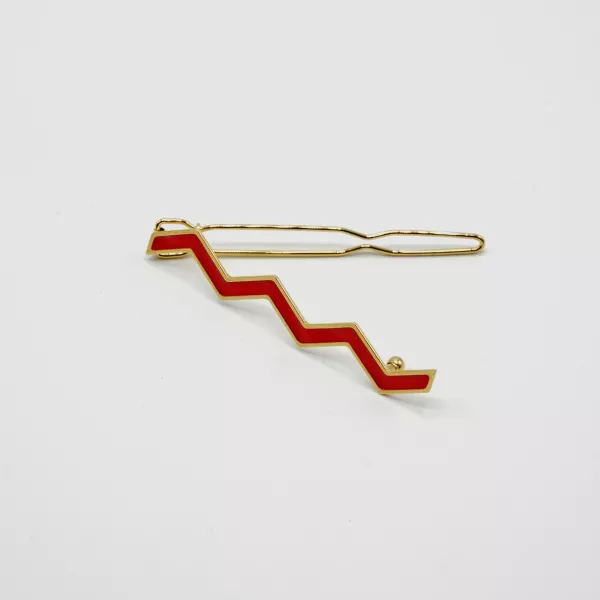 GYPSO I Barrette cheveux émaillée décalée - Magali - Doré - Rouge