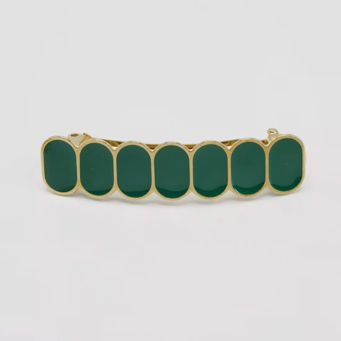 GYPSO I Barrette cheveux clip géométrique émaillée - Paola - Doré - Vert Forêt