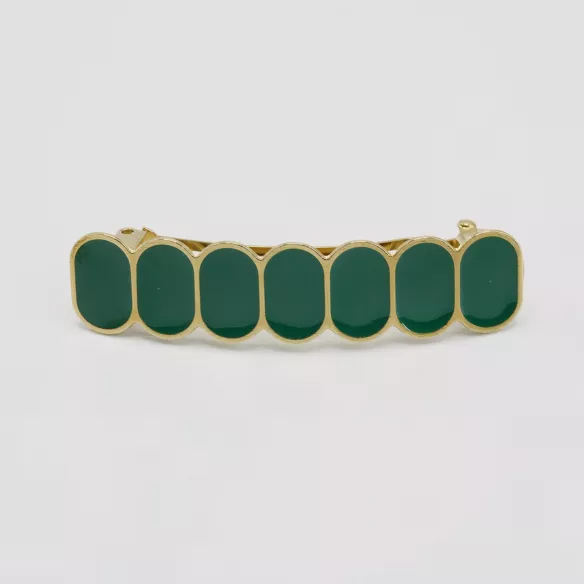 GYPSO I Barrette cheveux clip géométrique émaillée - Paola - Doré - Vert Forêt