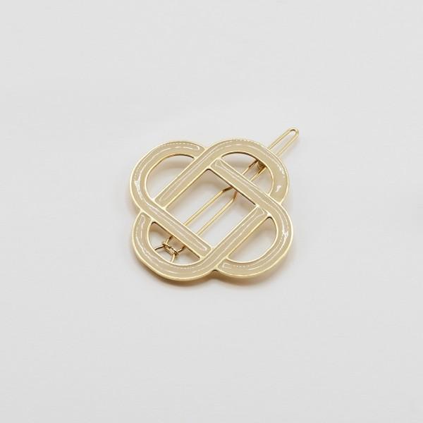 GYPSO I Enamelled fine hair clip - Clemence - Doré - Champagne