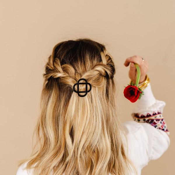GYPSO I Enamelled fine hair clip - Clemence - Gold - Black