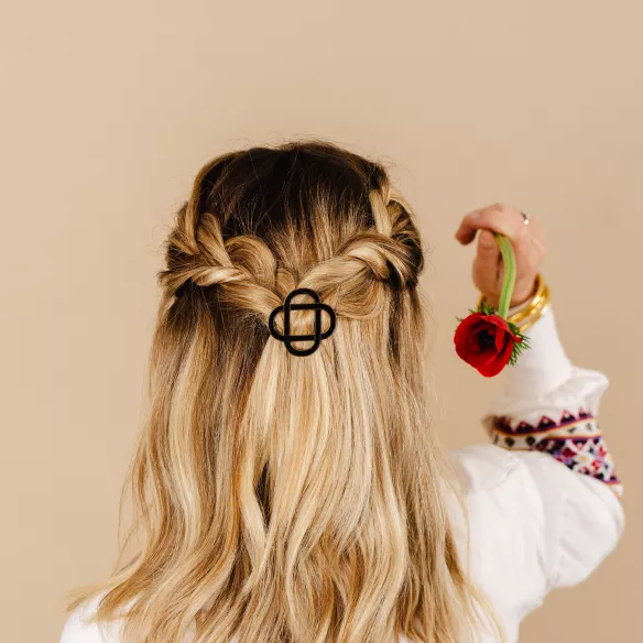 GYPSO I Enamelled fine hair clip - Clemence - Gold - Black