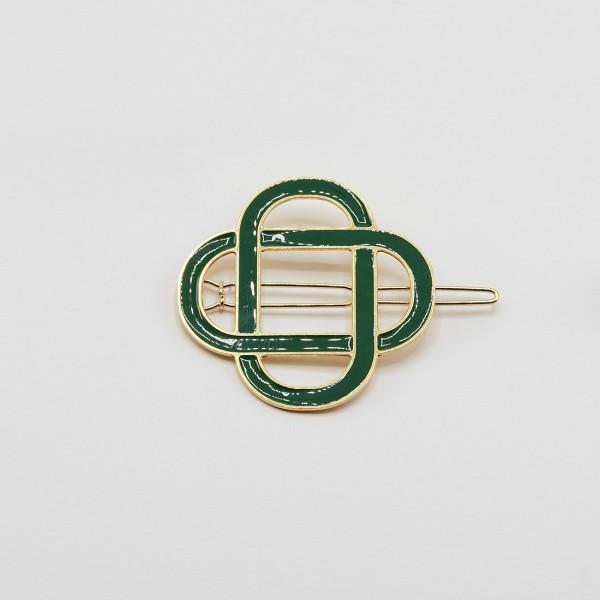 GYPSO I Barrette cheveux fins émaillée - Clemence - Doré - Vert Forêt