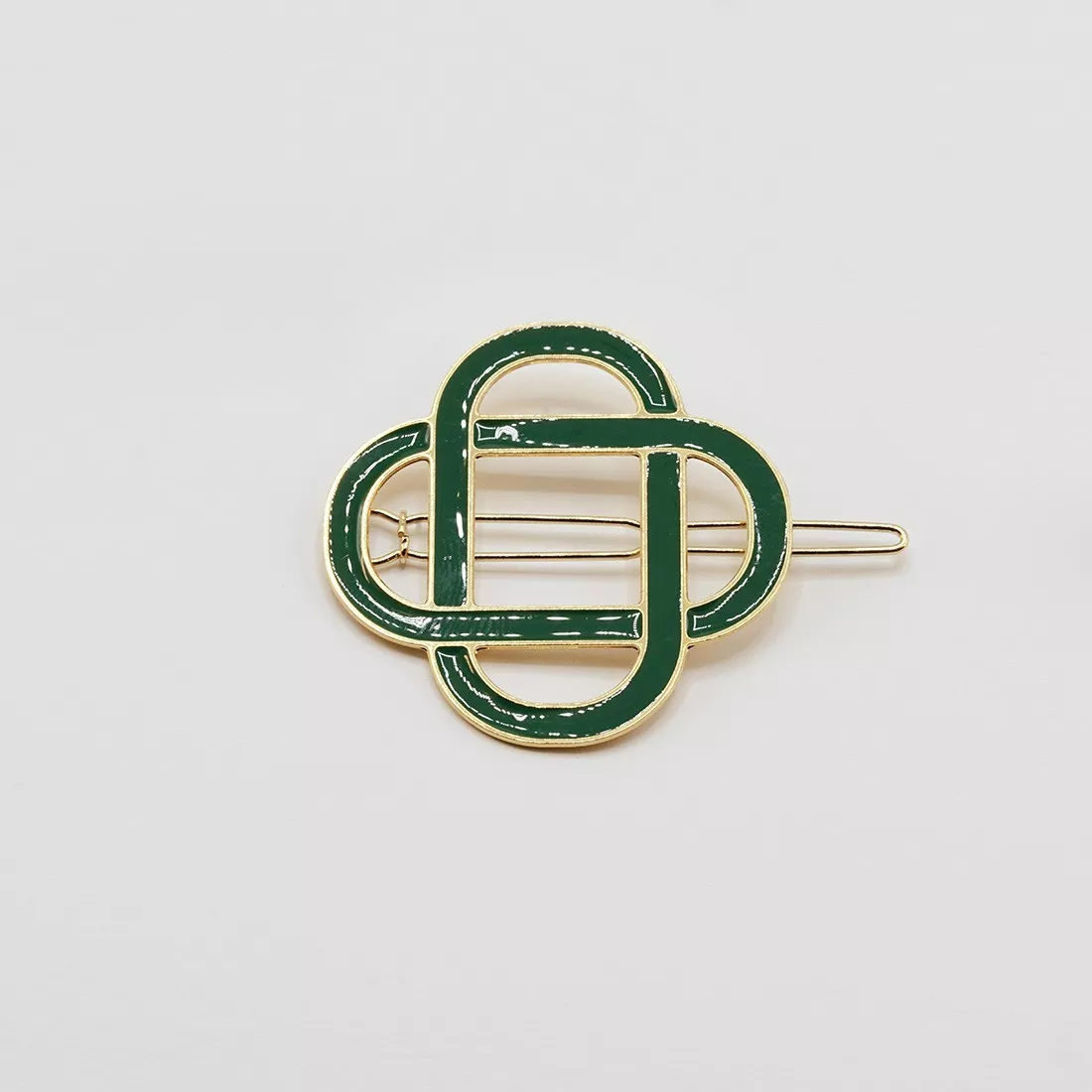 GYPSO I Enamelled fine hair clip - Clemence - Doré - Vert Forêt