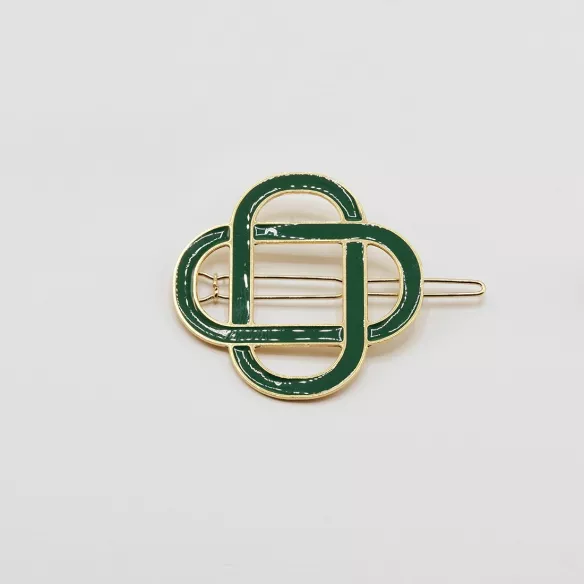 GYPSO I Enamelled fine hair clip - Clemence - Doré - Vert Forêt