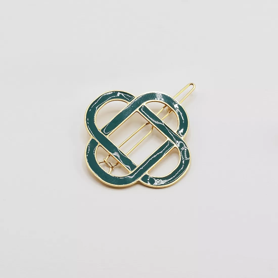 GYPSO I Barrette cheveux fins émaillée - Clemence - Doré - Bleu Canard