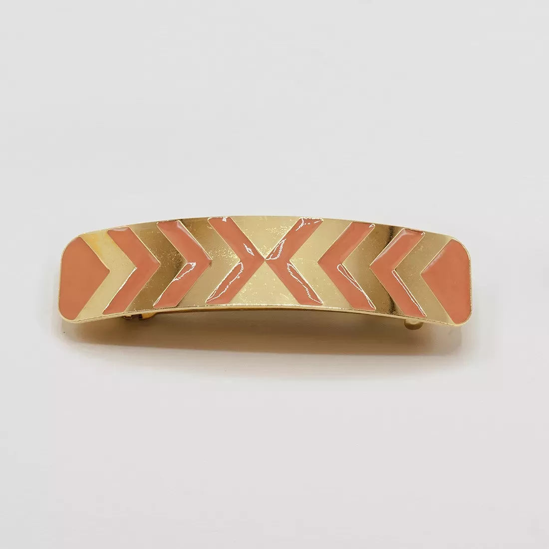 GYPSO I Barrette cheveux clip grande large émaillée - Lila - Doré Brossé - Terracotta