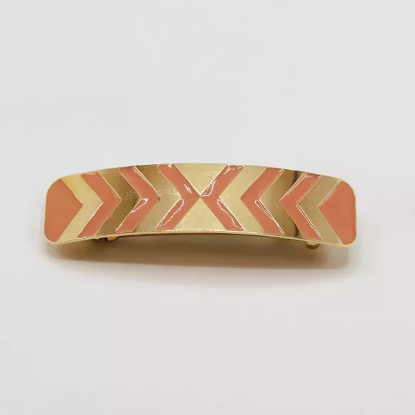 GYPSO I Barrette cheveux clip grande large émaillée - Lila - Doré Brossé - Terracotta