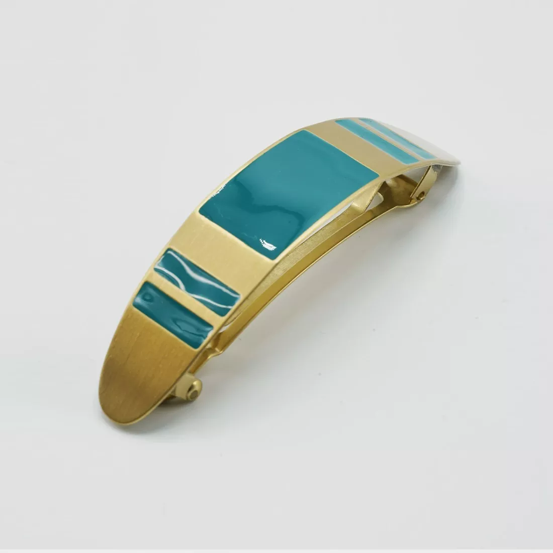 GYPSO I Hair clip, large, enamelled - Yuta - Brushed Gold - Duck Blue