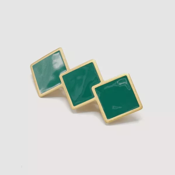 GYPSO I Enamelled geometric hair clip - Romy - Gold - Forest green