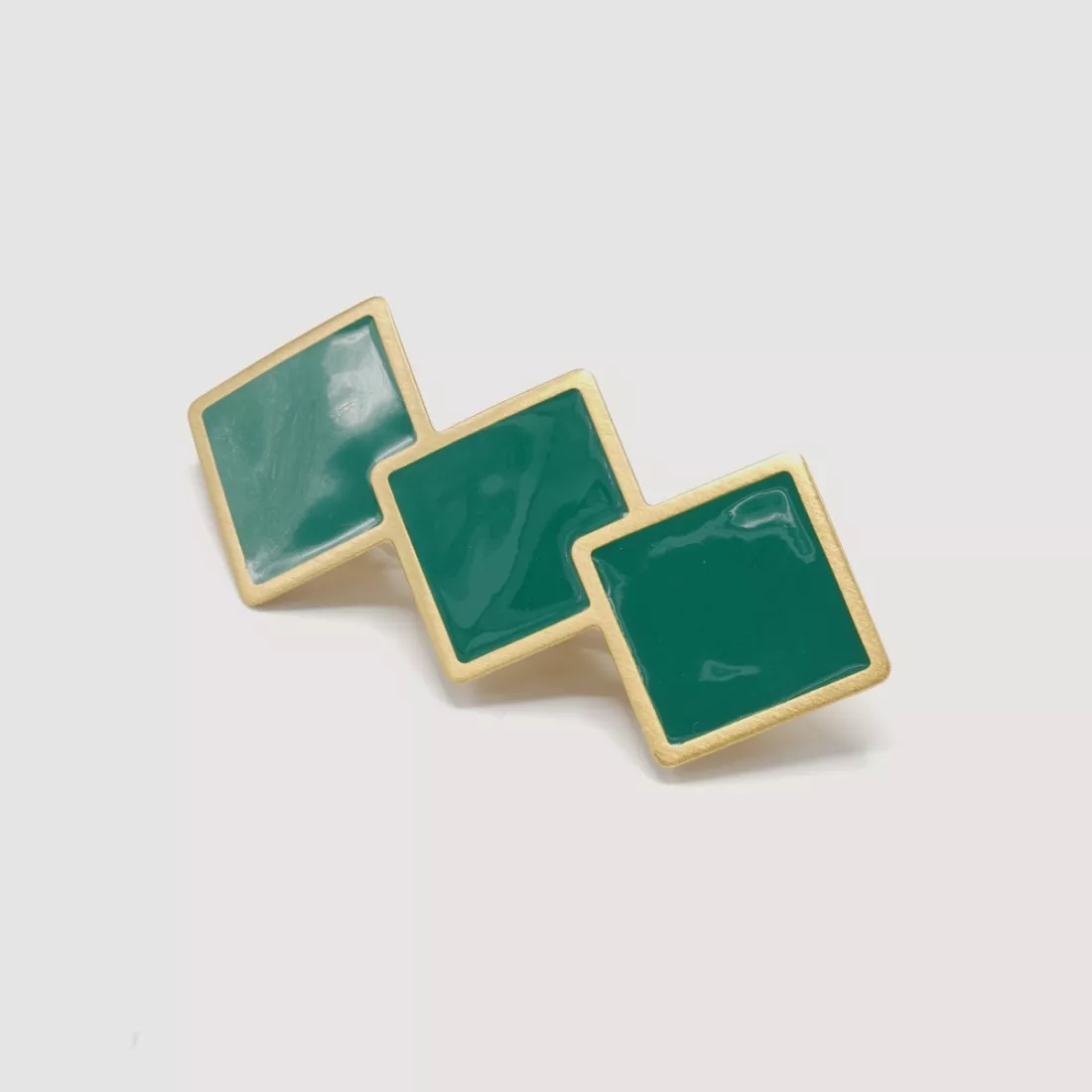 GYPSO I Barrette cheveux clip géométrique émaillée - Romy - Doré - Vert Forêt