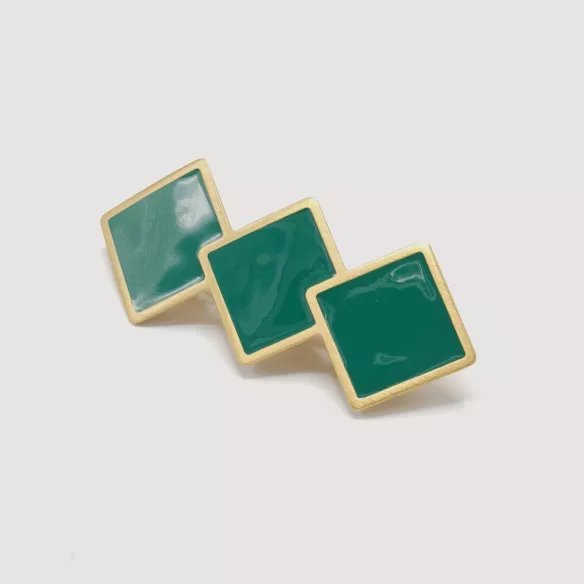 GYPSO I Barrette cheveux clip géométrique émaillée - Romy - Doré - Vert Forêt