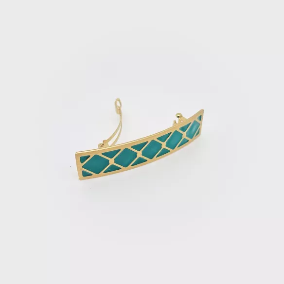 GYPSO I Enamelled hair clip - Clothilde - Gold - Forest green