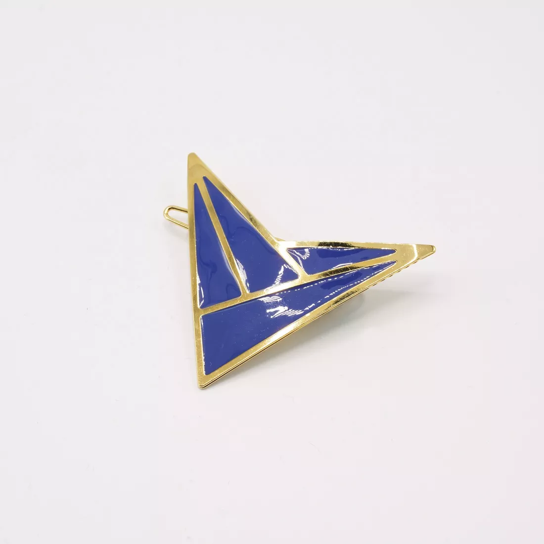 GYPSO I Enamelled geometric triangle hair clip - Zoe - Gold - Cobalt Blue