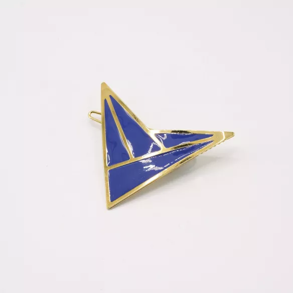 GYPSO I Enamelled geometric triangle hair clip - Zoe - Gold - Cobalt Blue