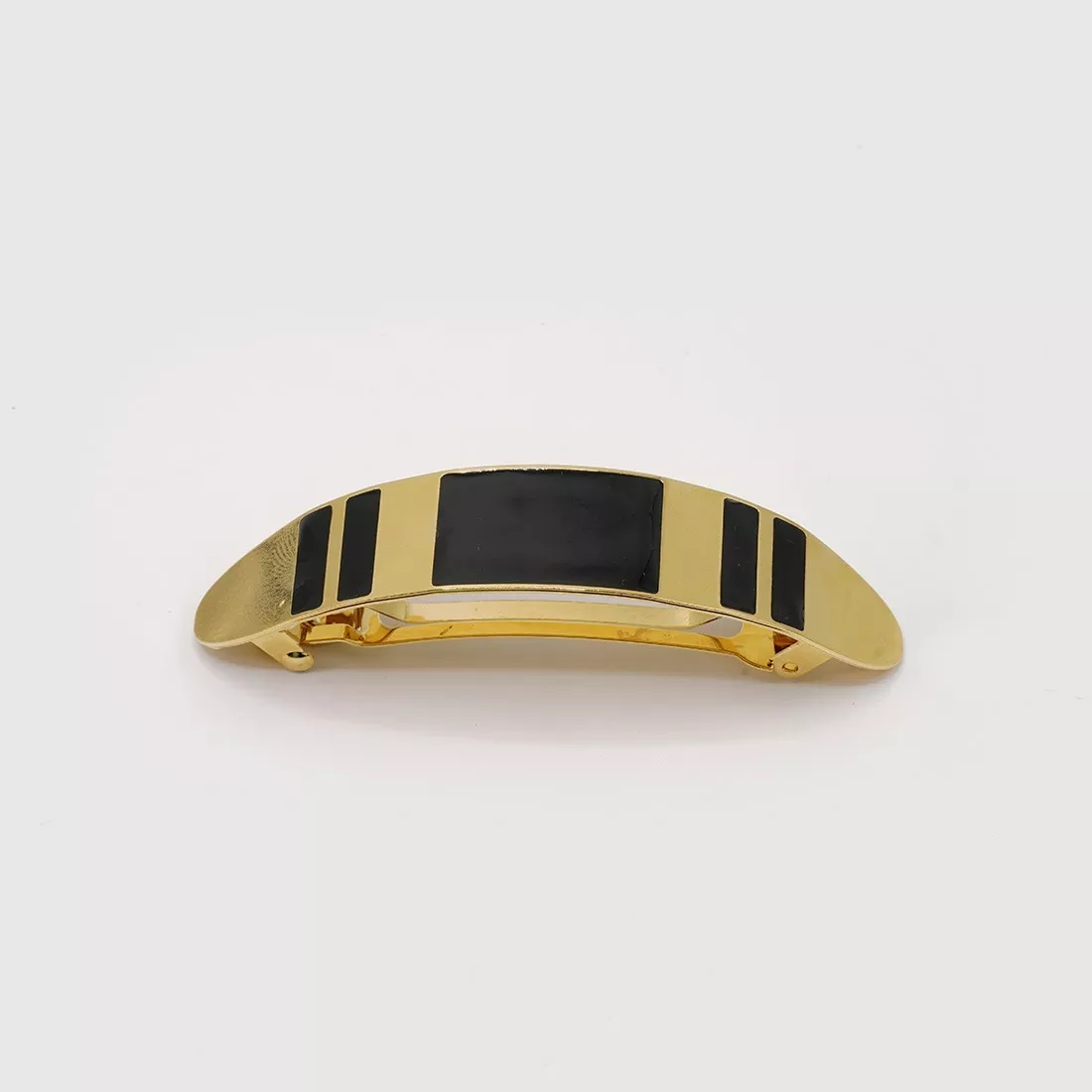 GYPSO I Hair clip, large, enamelled - Yuta - Brushed Gold - Black