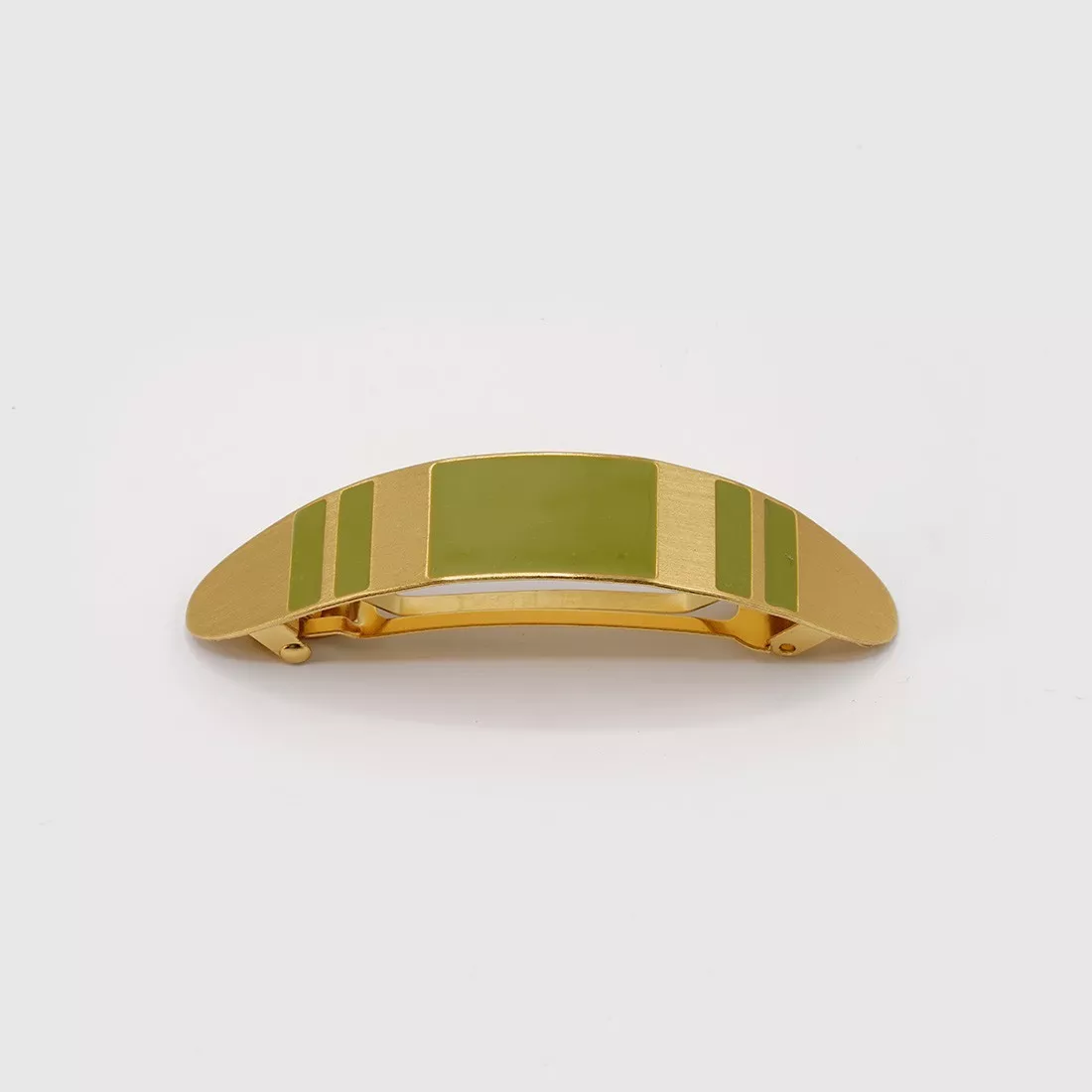 GYPSO I Hair clip, large, enameled - Yuta - Brushed Gold - Khaki