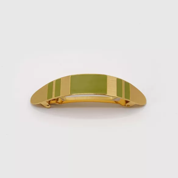GYPSO I Hair clip, large, enameled - Yuta - Brushed Gold - Khaki