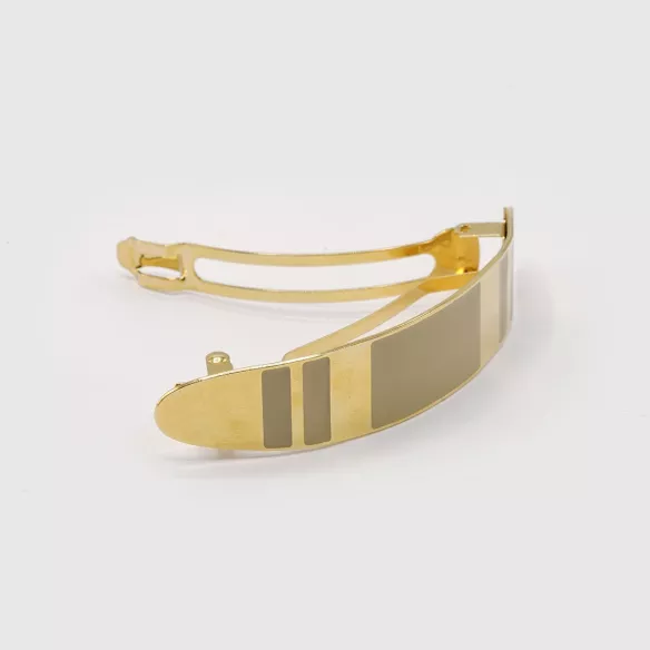 GYPSO I Barrette cheveux clip large grande émaillée - Yuta - Doré Brossé - Champagne