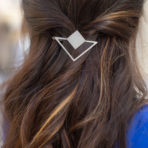 Barrette cheveux géométrique triangle GYPSO - argent antique - EUGENIE