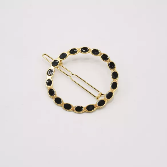 GYPSO I Enamelled fine hair clip - Appoline - Gold - Black